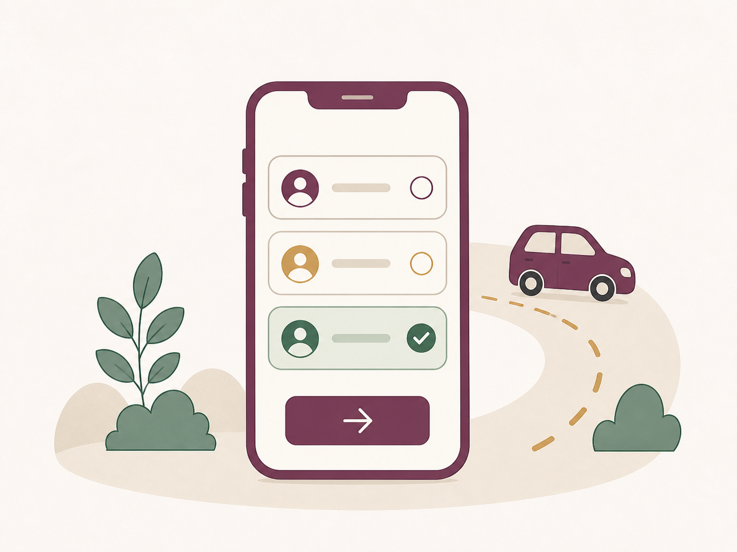Illustration of a parent phone check-in.