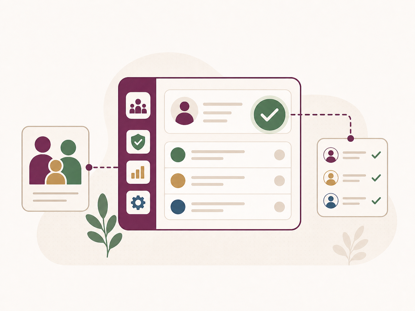 Illustration of the school system checking pickup permissions.